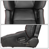 Universal Reclinable Bucket Racing Seat Dual Slider PU Carbon Leather