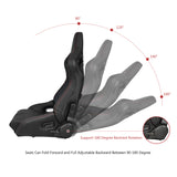 Universal Reclinable Bucket Racing Seat Dual Slider PU Carbon Leather