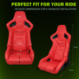 Universal Reclinable Bucket Racing Seat Dual Slider PU Carbon Leather