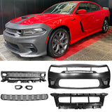 2015-2023 Dodge Charger Widebody SRT Black Front Bumper W/ LED Kits PP