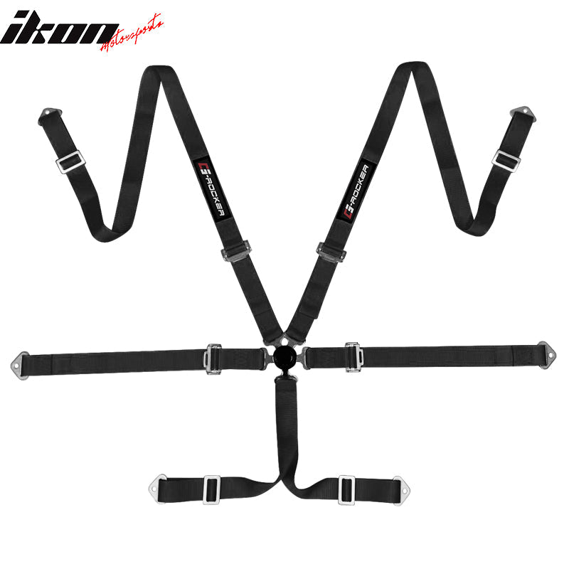 6 Point Black Go-kart UTV ATV Racing Harness Buckle Seat Belt Nylon