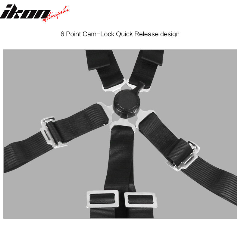 6 Point Black Go-kart UTV ATV Racing Harness Buckle Seat Belt Nylon