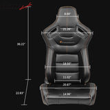 Universal Black Racing Seat Dual Slider Red Belt PU Carbon Leather