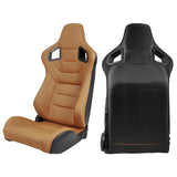 Universal Brown Racing Seat with Dual Slider 5 Point Cam-lock Belt PU