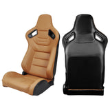 Universal Brown Racing Seat with Dual Slider 5 Point Cam-lock Belt PU