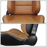 Universal Brown Racing Seat with Dual Slider 5 Point Cam-lock Belt PU