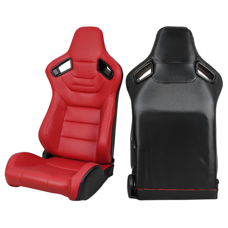 Universal Red Racing Seat with Dual Slider Cam-lock Racing Belt PU