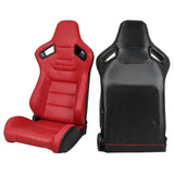 Universal Red Racing Seat with Dual Slider Cam-lock Racing Belt PU