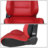 Universal Red Racing Seat with Dual Slider Cam-lock Racing Belt PU