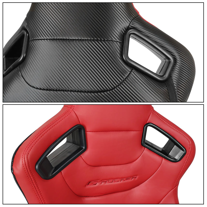 Universal Red Racing Seat with Dual Slider Cam-lock Racing Belt PU