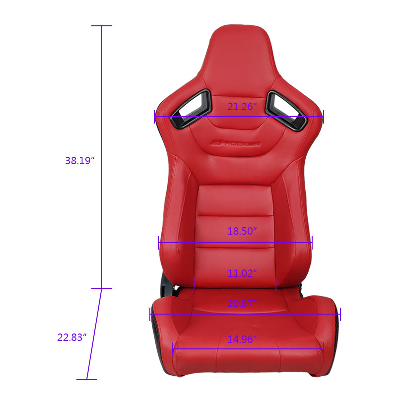 Universal Red Racing Seat with Dual Slider Cam-lock Racing Belt PU