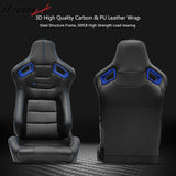 Universa Blue Bezell Racing Seat Dual Slider Buckle Belt PU Carbon