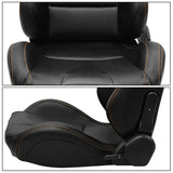Universal Orange Bezel Racing Seat Dual Slider Buckle Belt PU Carbon