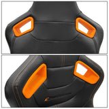 Universal Orange Bezel Racing Seat Dual Slider Buckle Belt PU Carbon
