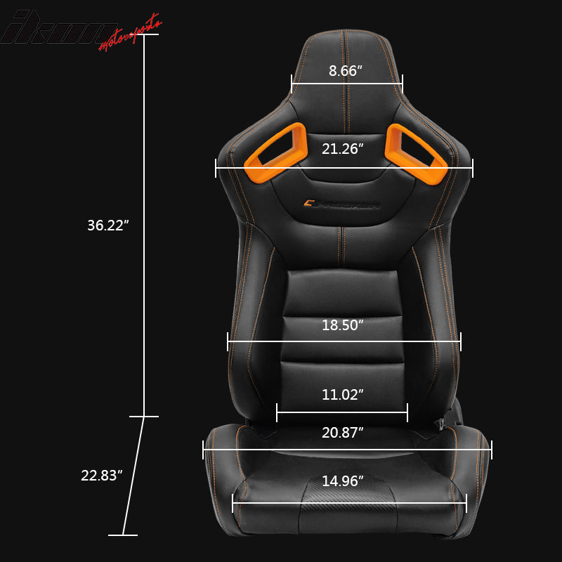 Universal Orange Bezel Racing Seat Dual Slider Buckle Belt PU Carbon