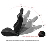 Universal White Bezel Racing Seat Dual Slider Buckle Belt PU Carbon