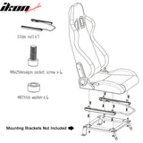Universal White Bezel Racing Seat Dual Slider Buckle Belt PU Carbon