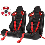 Universal Racing Seat Dual Slider 5 Point Cam-lock Belt PU Carbon