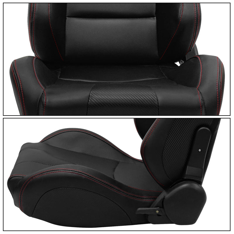Universal Racing Seat Dual Slider 5 Point Cam-lock Belt PU Carbon
