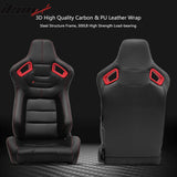 Universal Racing Seat Dual Slider 5 Point Cam-lock Belt PU Carbon