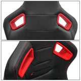 Universal Red Bezel Racing Seat Dual Slider Cam-lock Belt PU Carbon