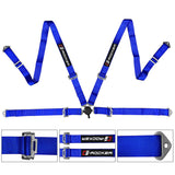 Racing Seat for Universal Blue Plaid with Dual Slider Cam-lock Belt PU Carbon