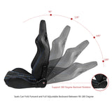 Racing Seat for Universal Blue Plaid with Dual Slider Cam-lock Belt PU Carbon