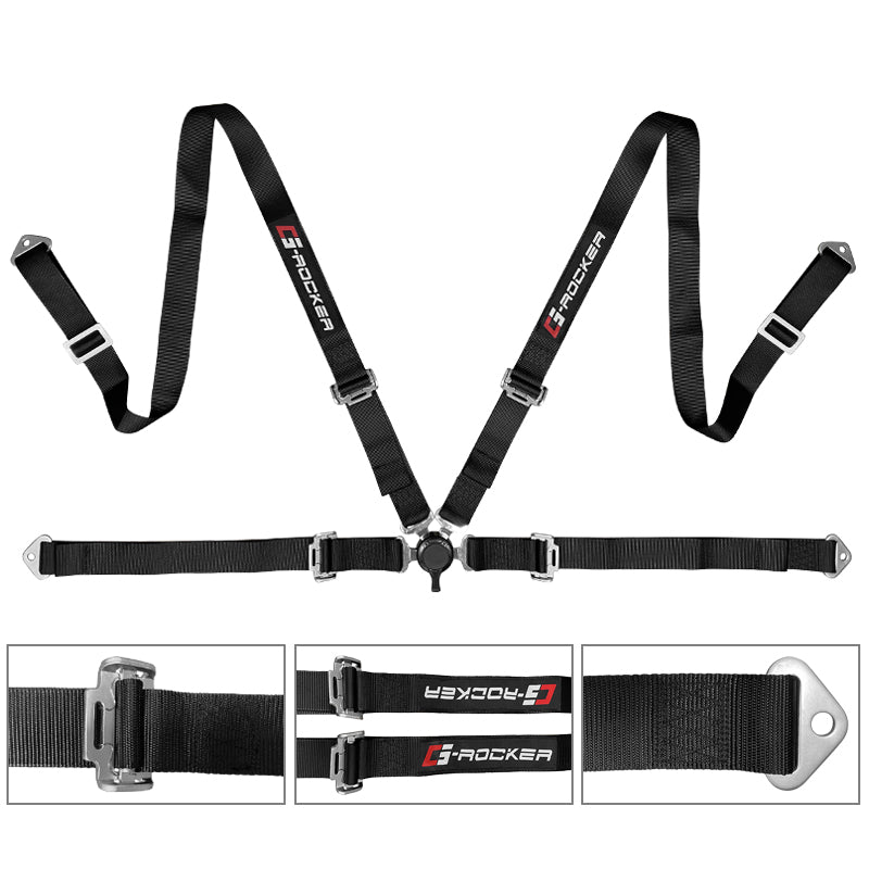 Universal Red Plaid Racing Seat Dual Slider Cam-lock Belt PU Carbon