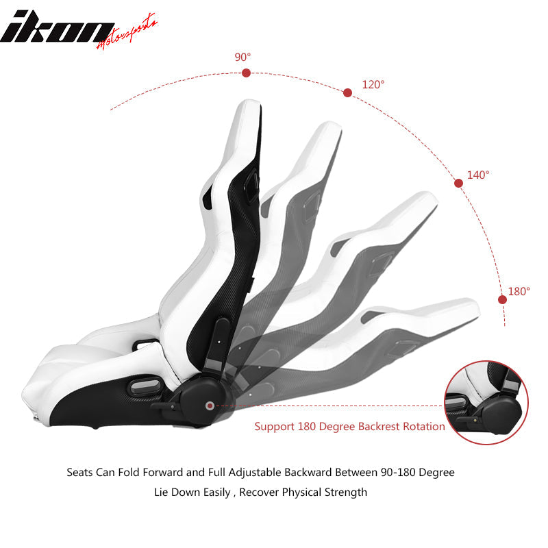 Universal White Bucket Racing Seat Dual Slider Buckle Style Belt PU