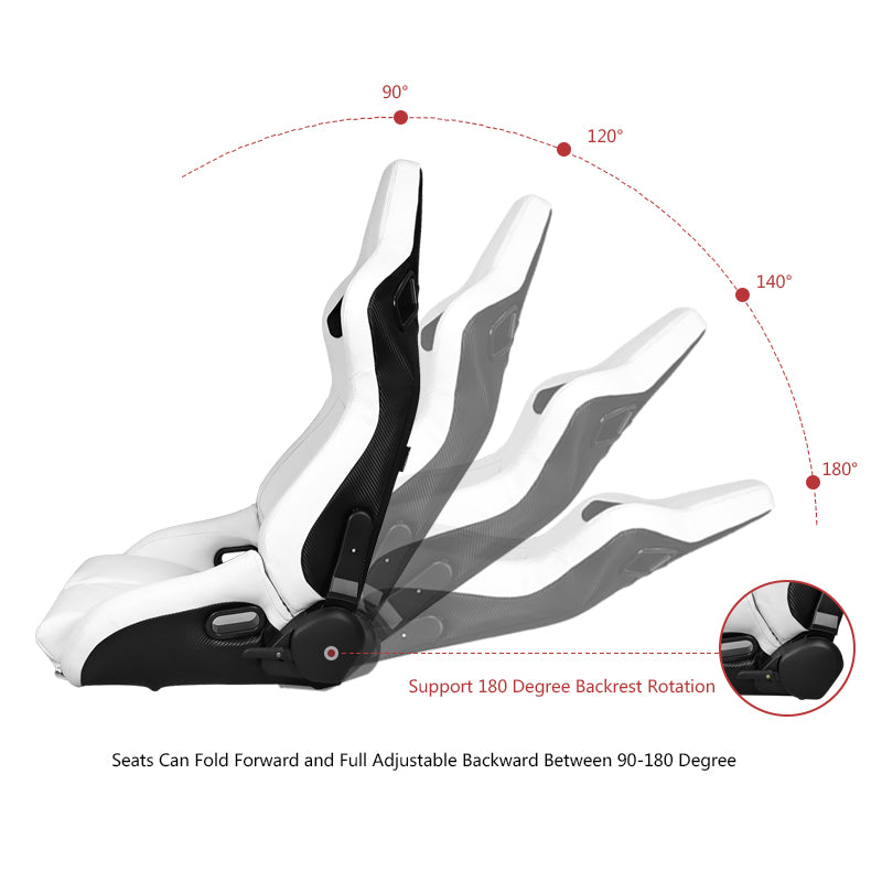 Universal White Bucket Racing Seat Dual Slider Buckle Belt Gray PU