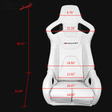 Universal White Bucket Racing Seat Dual Slider Buckle Belt Gray PU