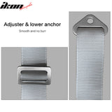 Universal White Bucket Racing Seat Dual Slider Buckle Belt Gray PU