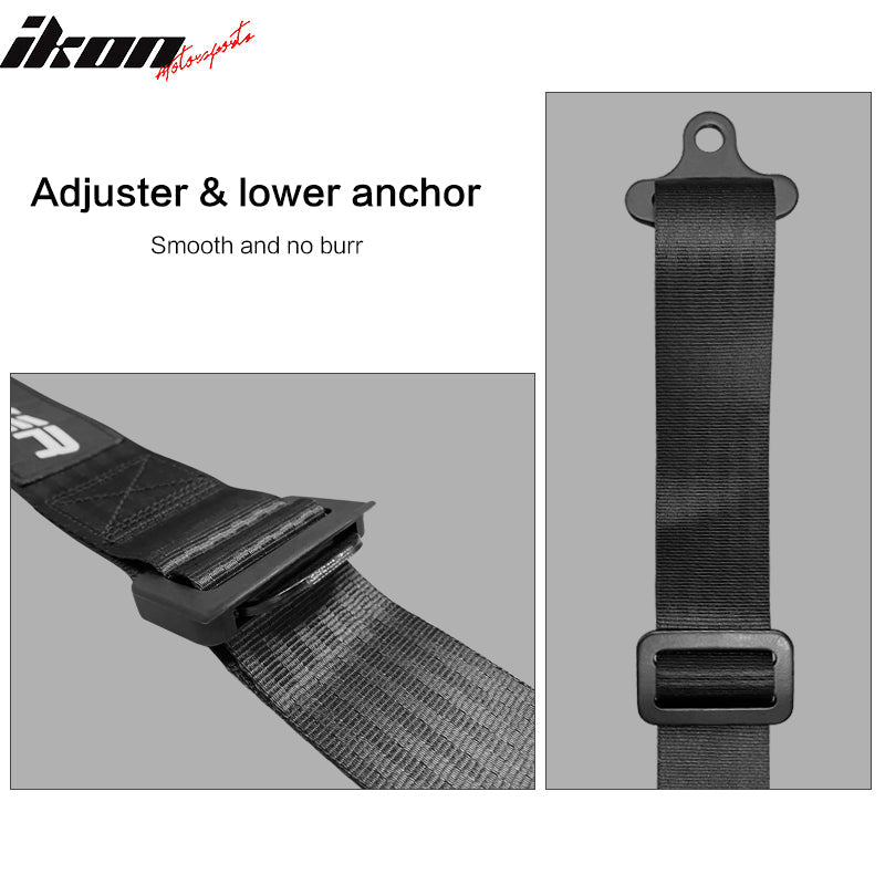 Universal Racing Seat Yellow Plaid Dual Slider Buckle Belt PU Carbon