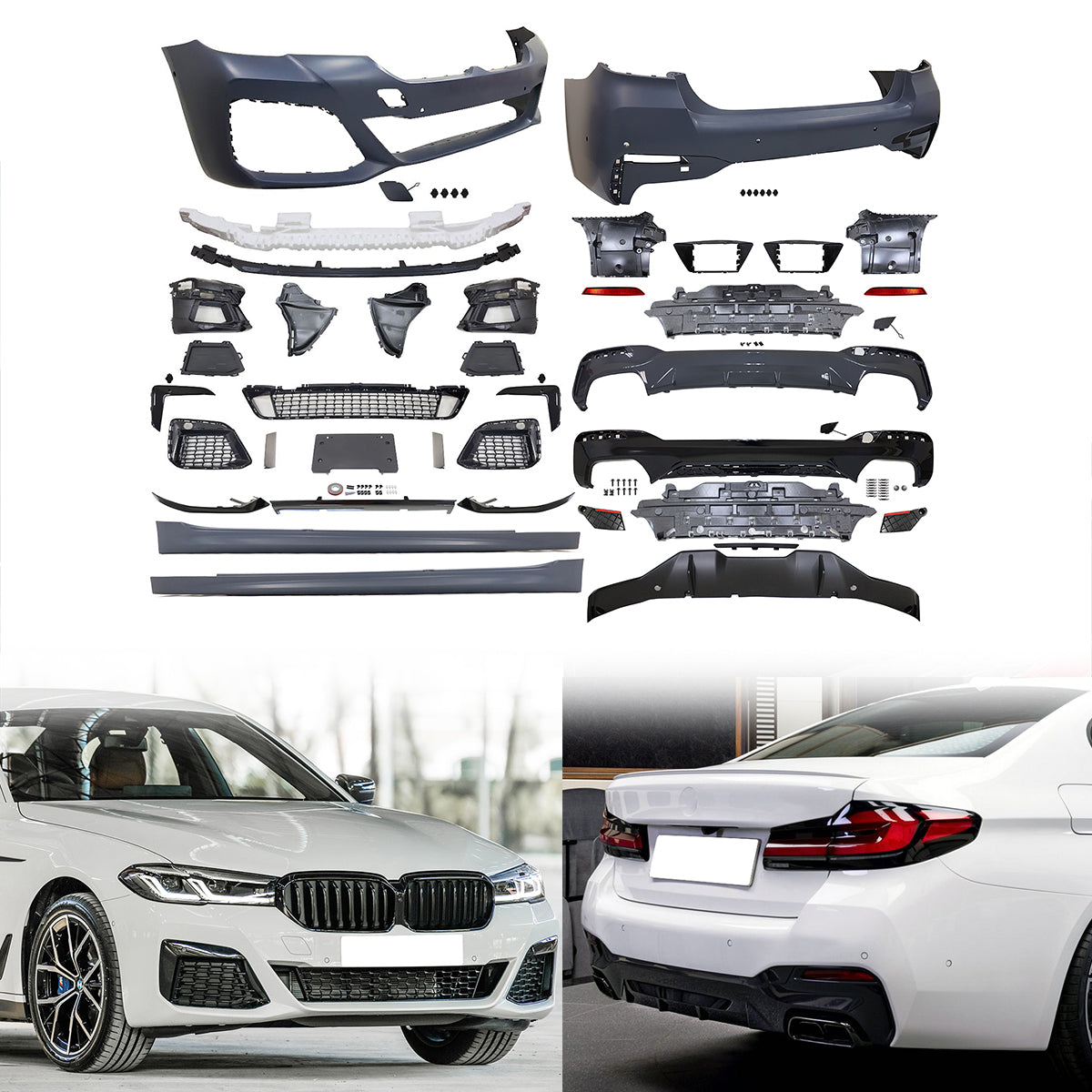 2021-2023 BMW G30 M Tech Front Rear Bumper Diffuser Lip Side Skirt