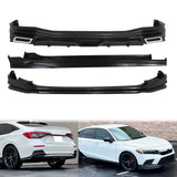 Front Rear Bumper Lip Side Skirts for Honda Civic Sedan 4DR 2022-2024 PP