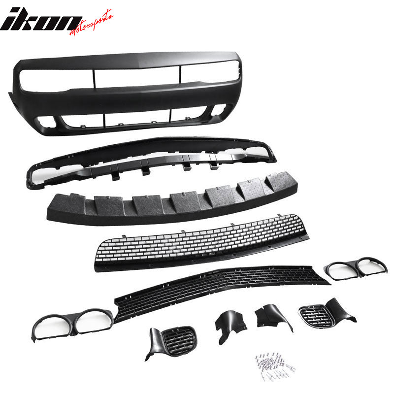 2008-2014 Dodge Challenger Front + Rear Bumper Cover + Diffuser PP