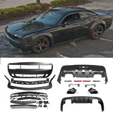 2008-2014 Dodge Challenger Front+Rear Bumper Cover+Lip+Diffuser PP