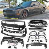 2008-2014 Challenger Front+Rear Bumper Cover+Fender Flares+V3 Diffuser