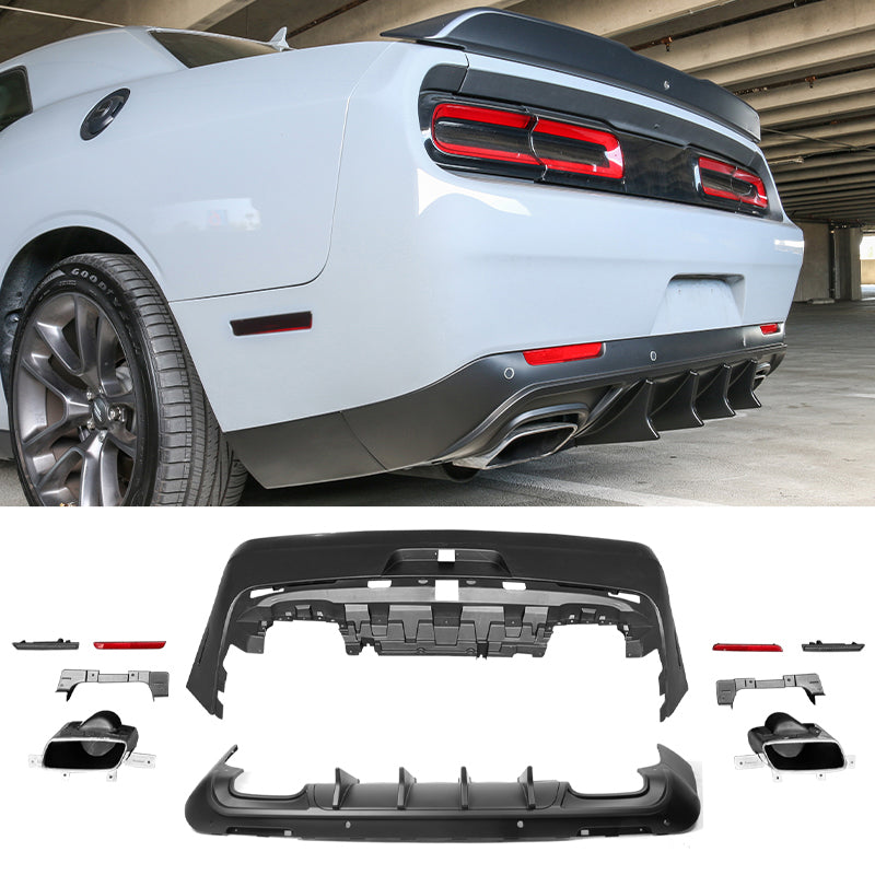 2008-2014 Dodge Challenger Front + Rear Bumper Cover + Diffuser PP