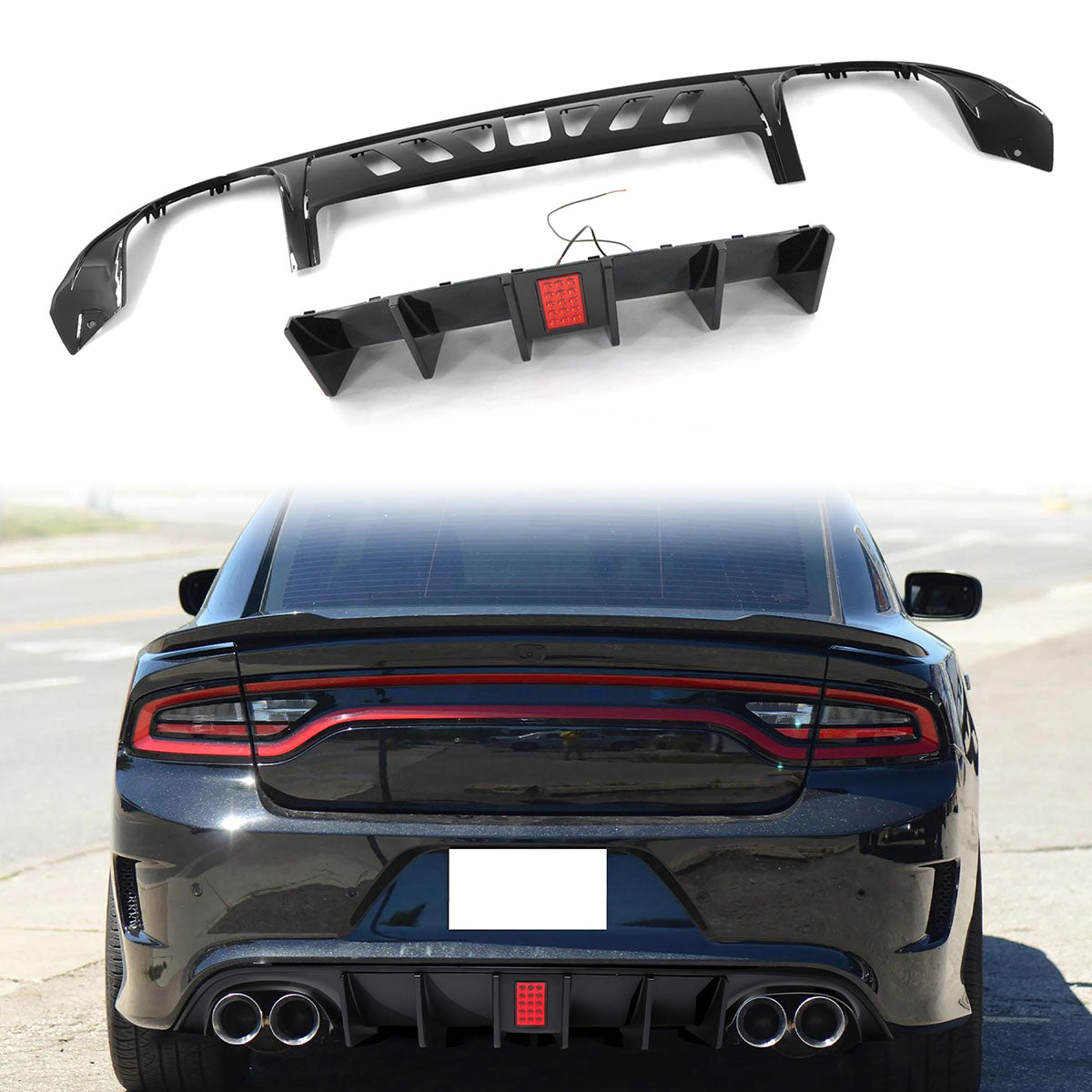 2015-2023 Dodge Charger Quad Exhaust Rear Bumper Diffuser 2PCS