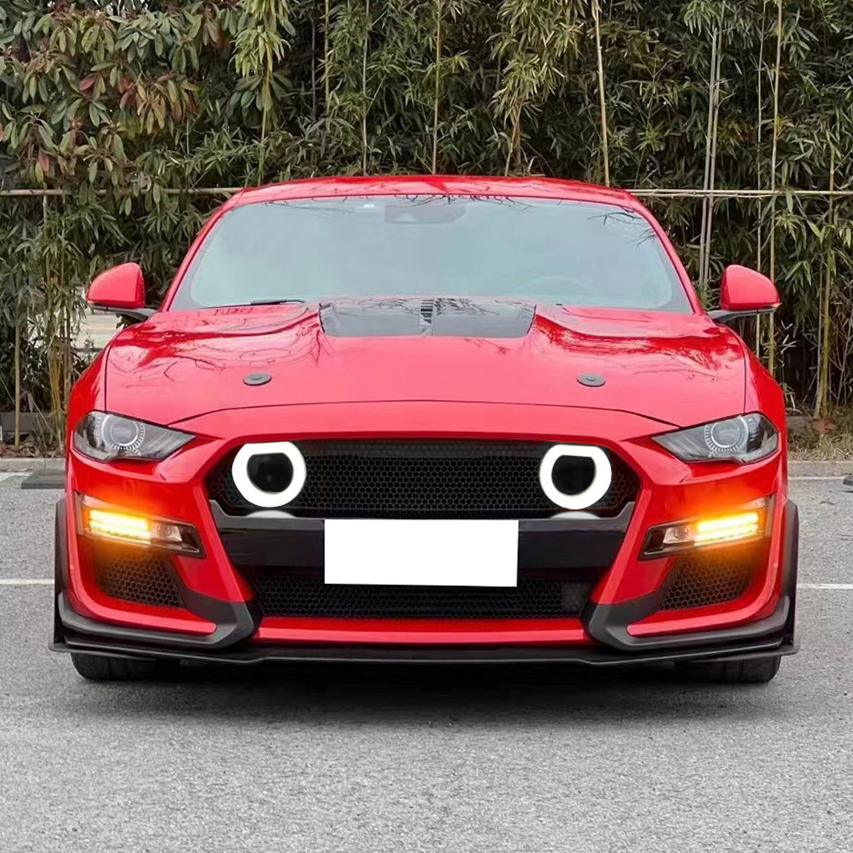 2018-2023 Ford Mustang GT500 Style Front Bumper Cover Lip LED Grille