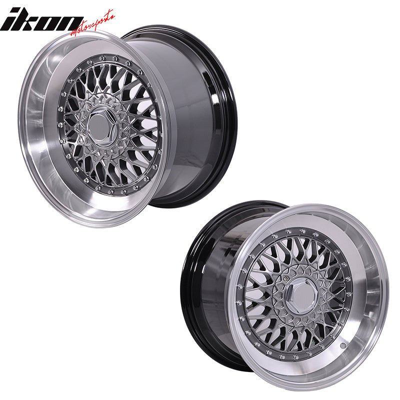 (2) 17X8.5 +25 5X100 / 5X114.3 Step Lip Deep Dish Mesh Wheels Rims