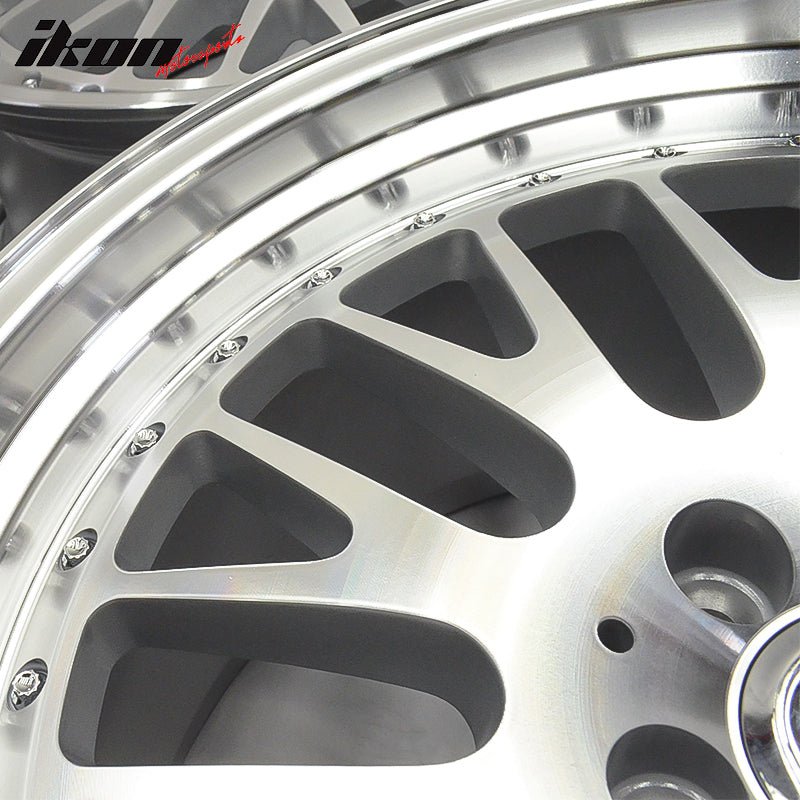 (2) 18X8.5 +35 5X100 Step Lip Mesh Wheels Rims Replacement Car Wheel