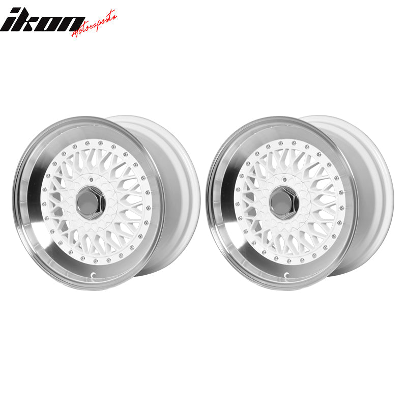 (2) 17X8.5 +25 5X100 / 5X114.3 Step Lip Deep Dish Mesh Wheels Rim Pair