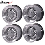 (4) 17X8.5 +25 5X100 / 5X114.3 Step Lip Deep Dish Mesh Wheels Rims