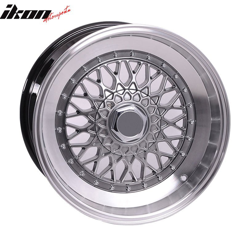 (4) 17X8.5 +25 5X100 / 5X114.3 Step Lip Deep Dish Mesh Wheels Rims