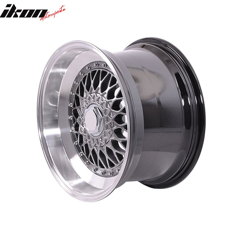 (4) 17X8.5 +25 5X100 / 5X114.3 Step Lip Deep Dish Mesh Wheels Rims