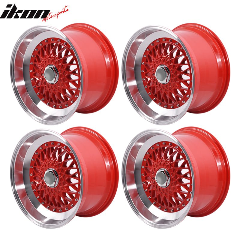 (4) 17X10 +30 5X100 / 5X114.3 Step Lip Deep Dish Mesh Wheels Rim