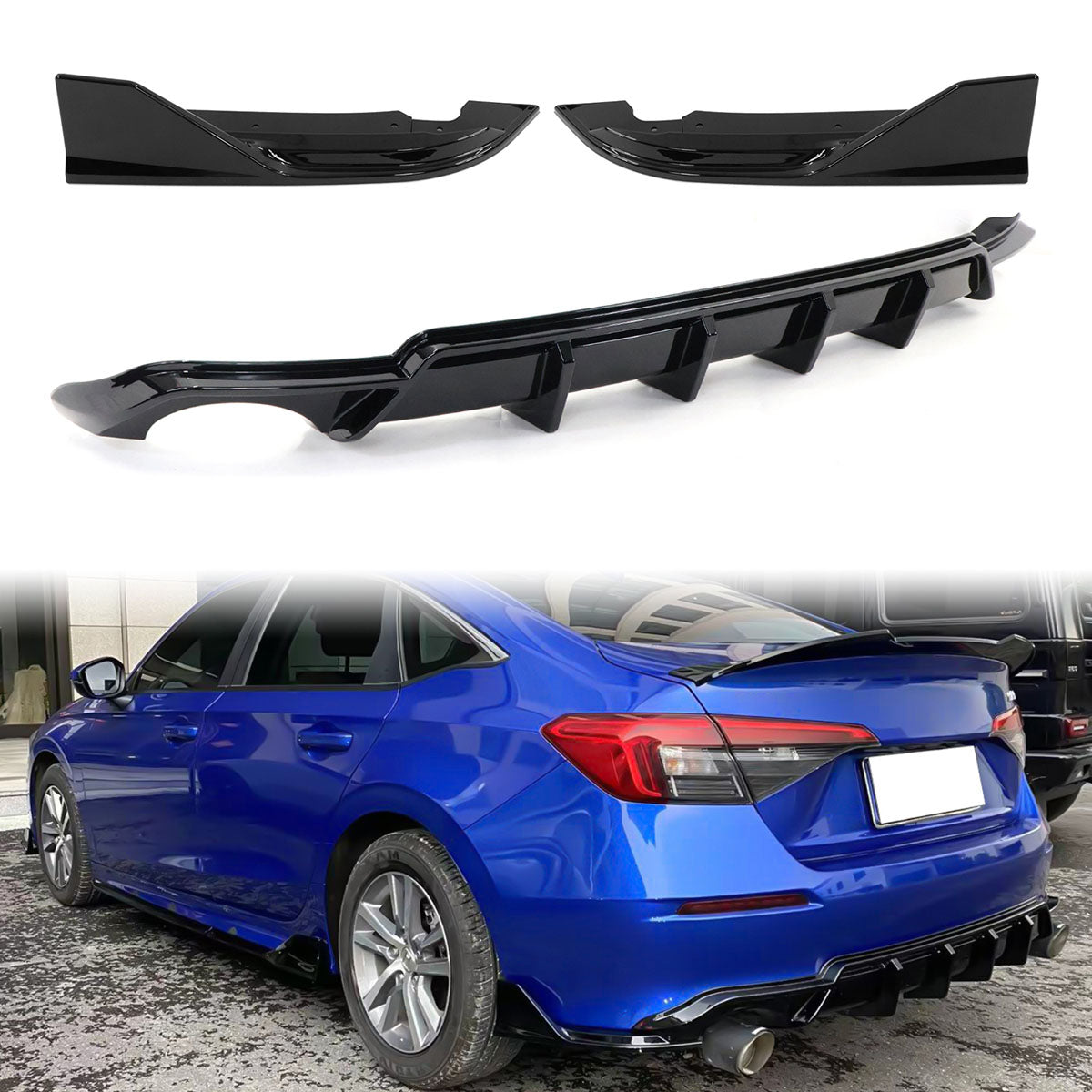 2022-2026 Honda Civic FE-C Rear Bumper Lip Diffuser Apron Gloss Black