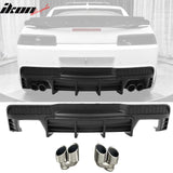 2014-2015 Chevy Camaro Black Rear Diffuser + Quad Exhaust Tips